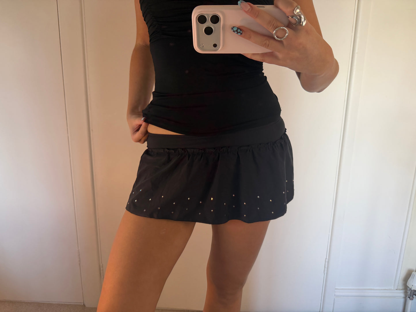 rhinestone mini skirt