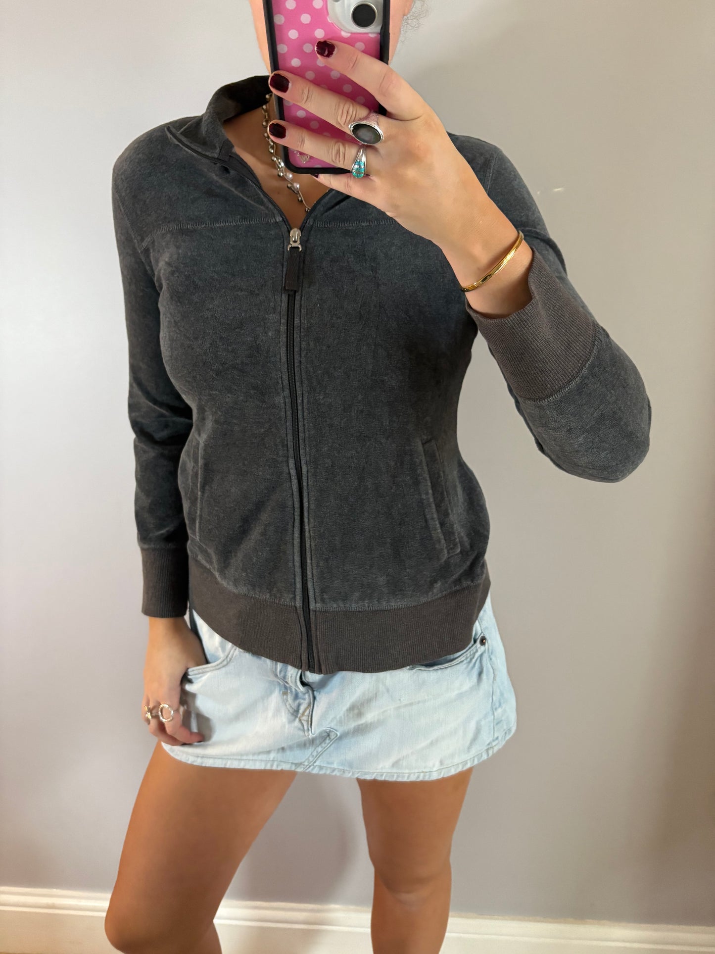 grey zip up