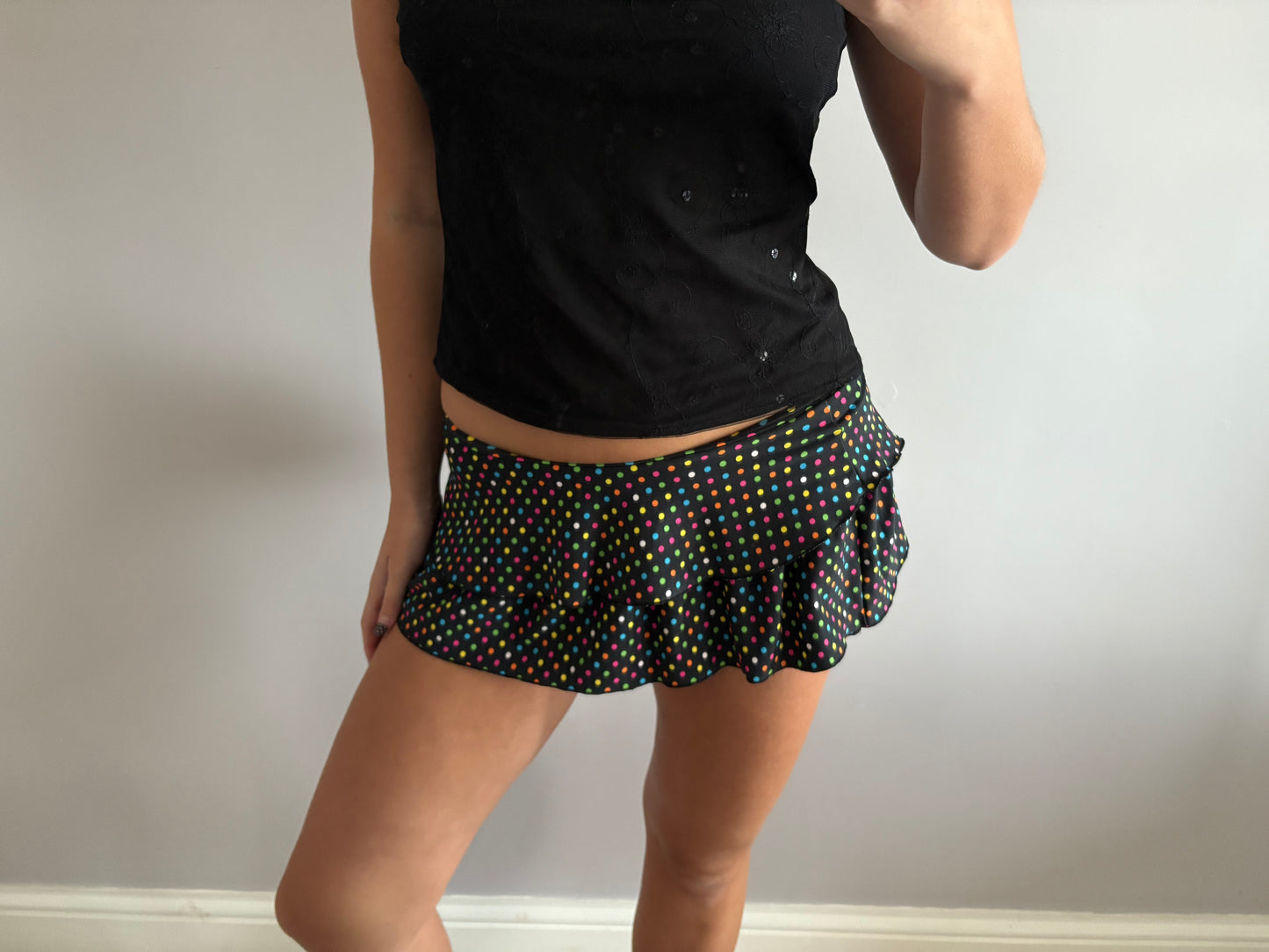 polka dot mini skirt