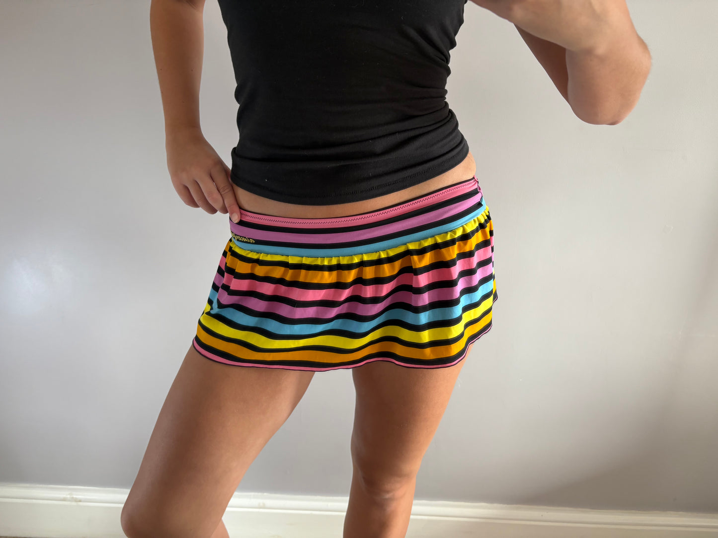 striped mini skirt
