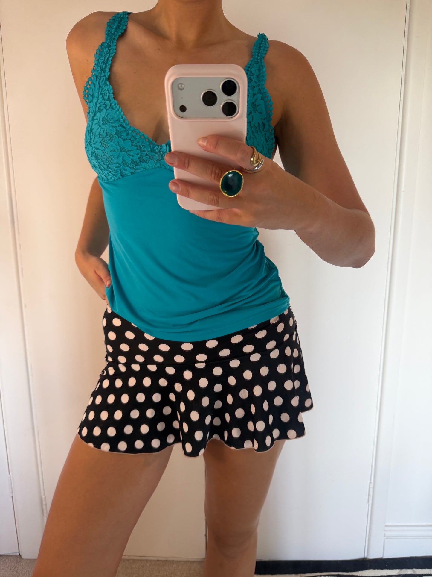 polka mini skirt