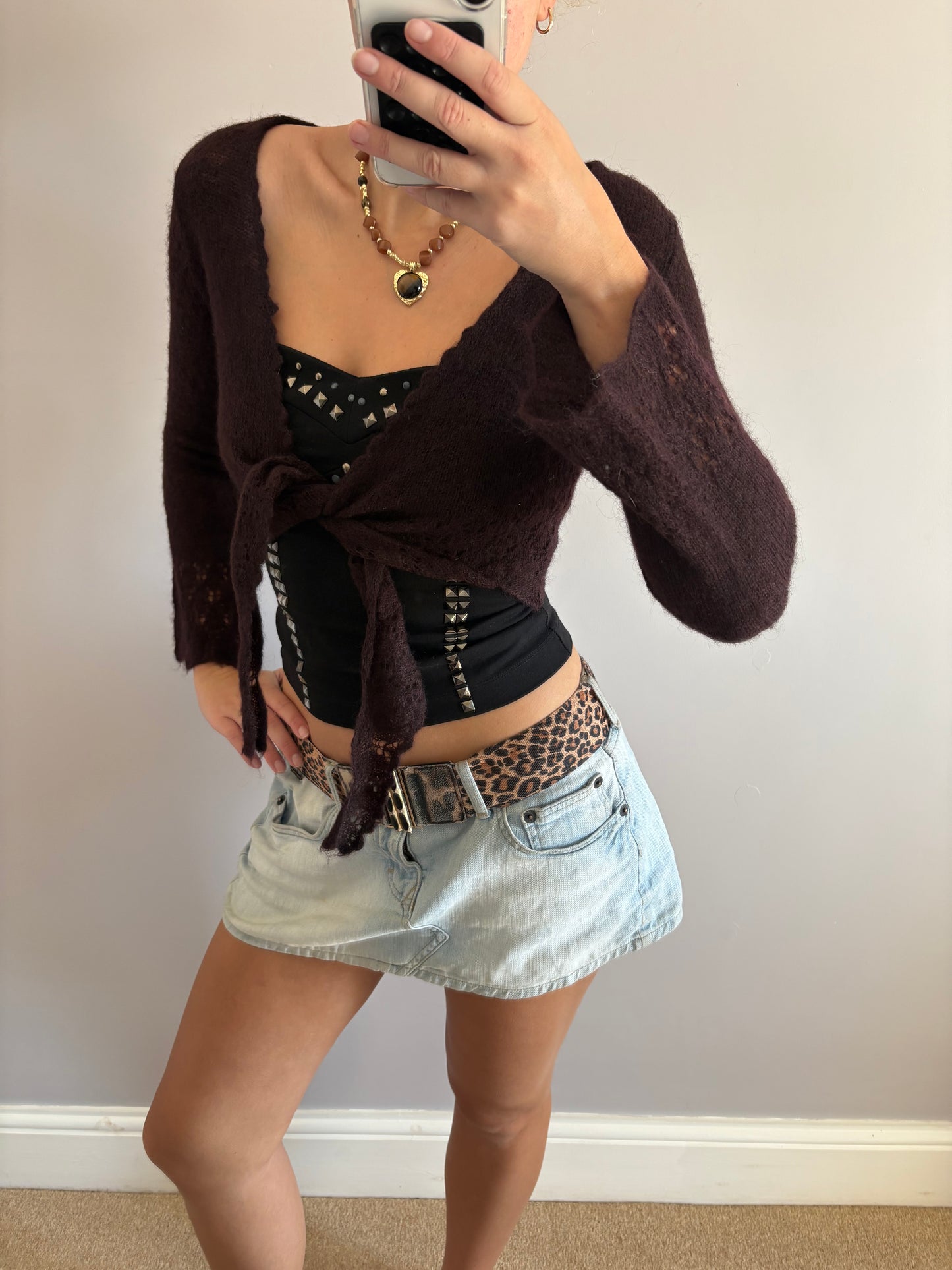 brown cardigan
