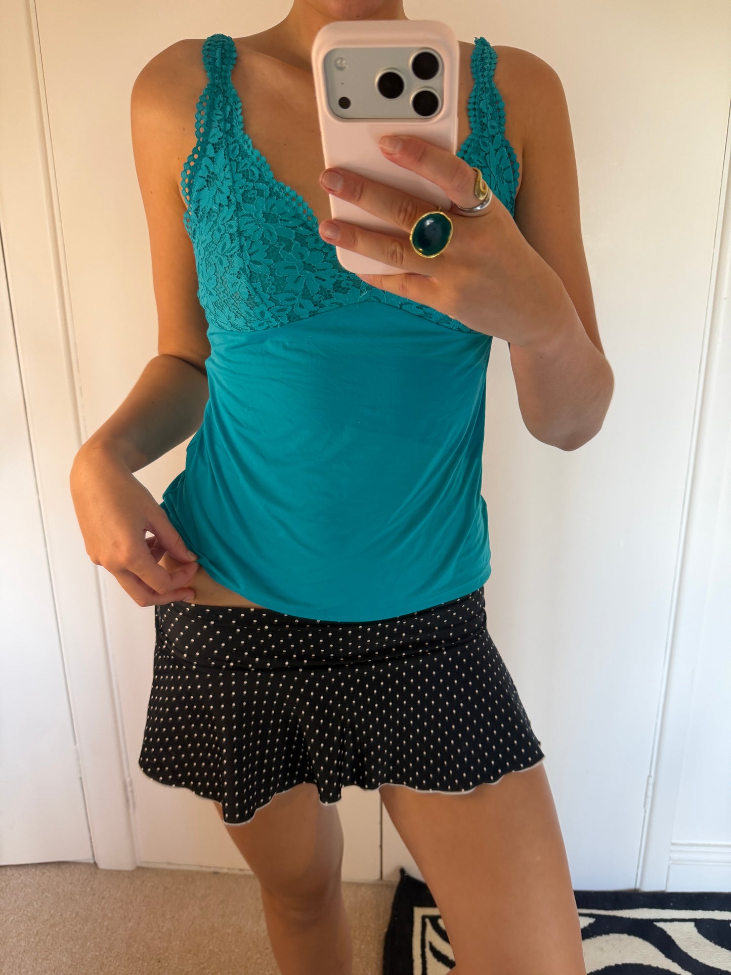 polka mini skirt