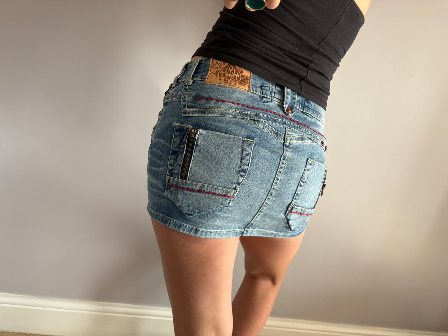 denim mini skirt