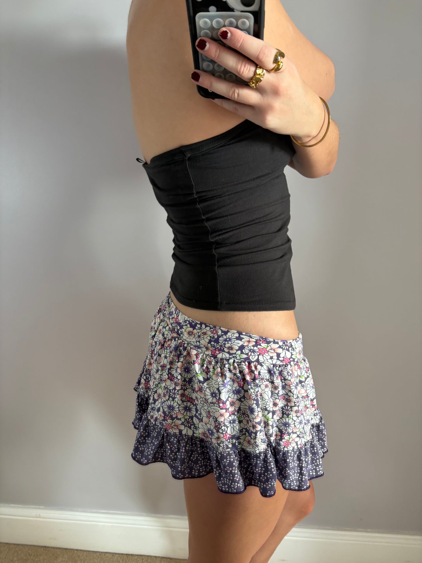 flower mini skirt