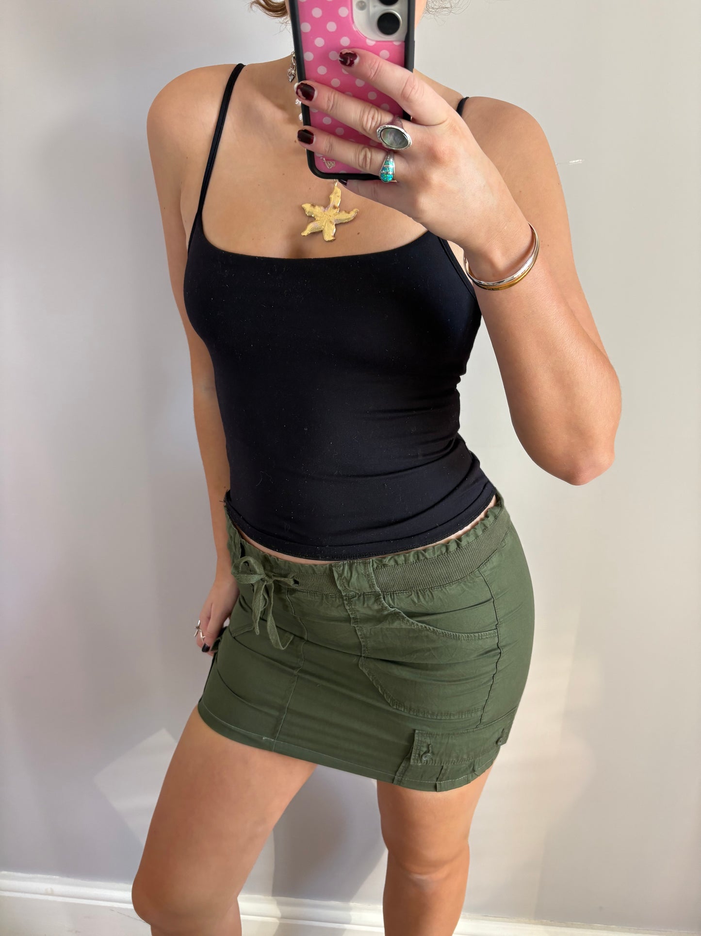 khaki mini skirt