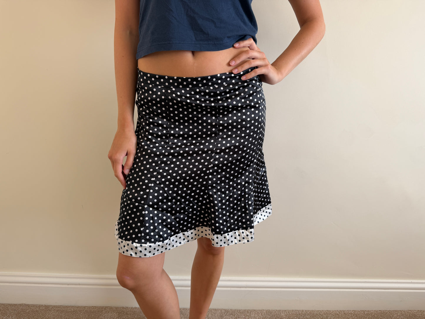 polka dot midi skirt