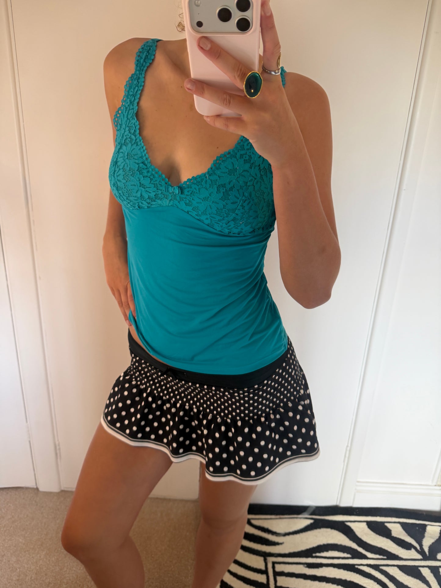 polka dot mini skirt