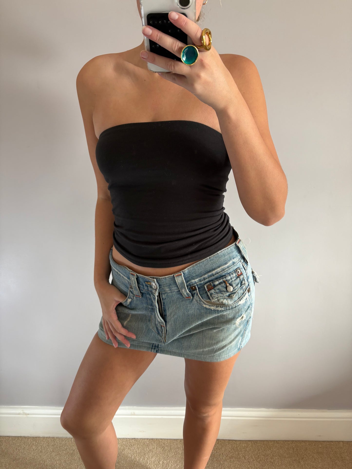 true religion mini skirt