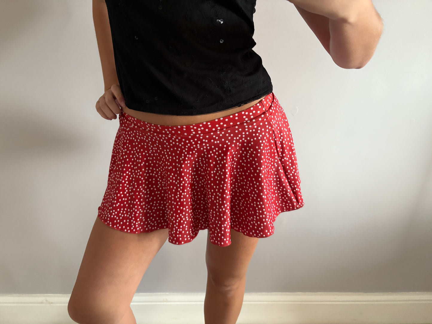 polka dot mini skirt