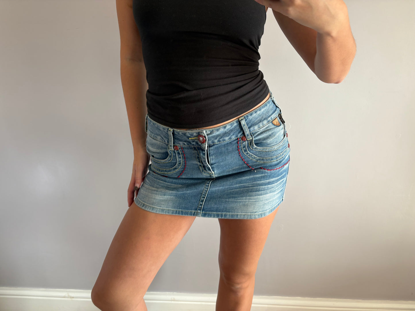 denim mini skirt