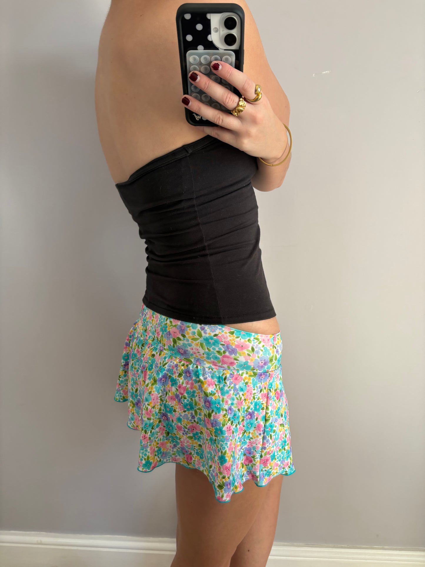 flower mini skirt