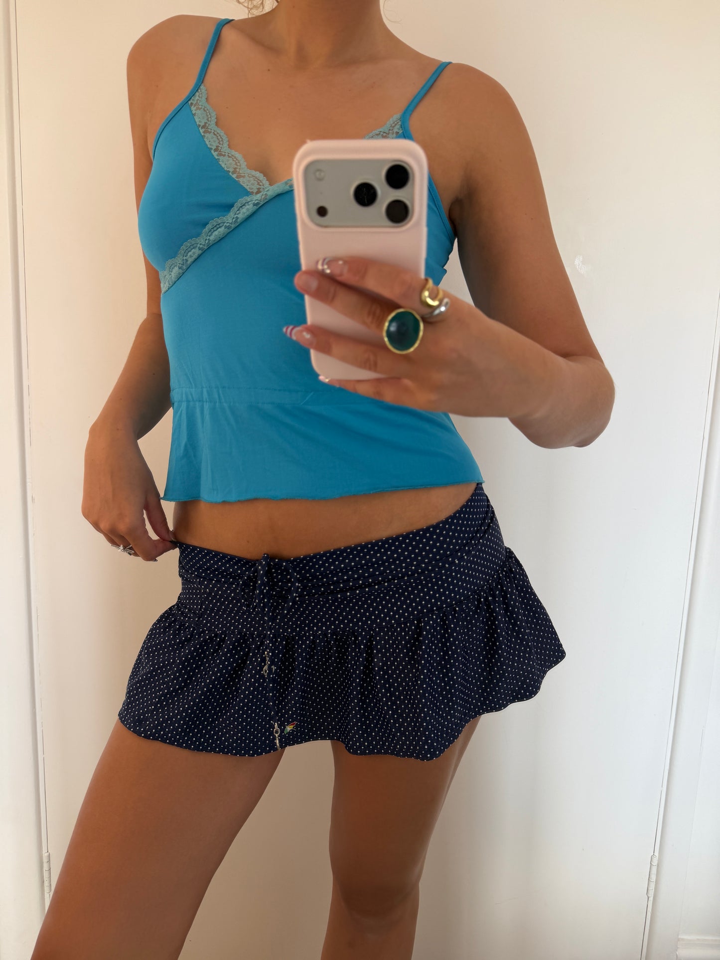 polka mini skirt