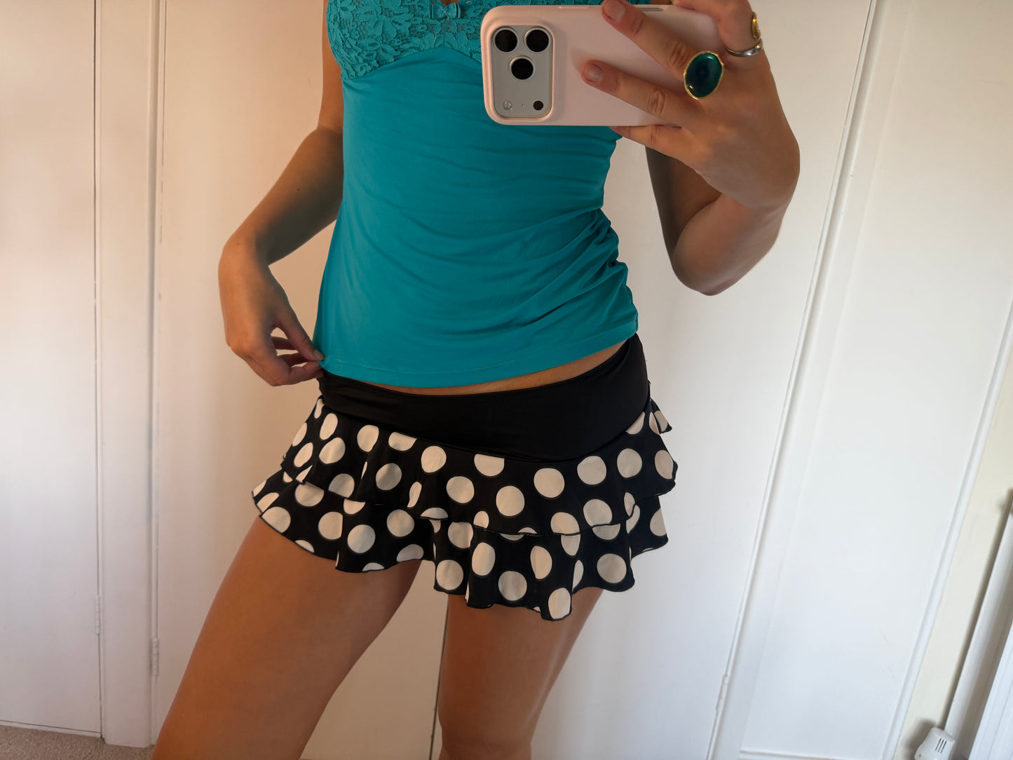 polka mini skirt