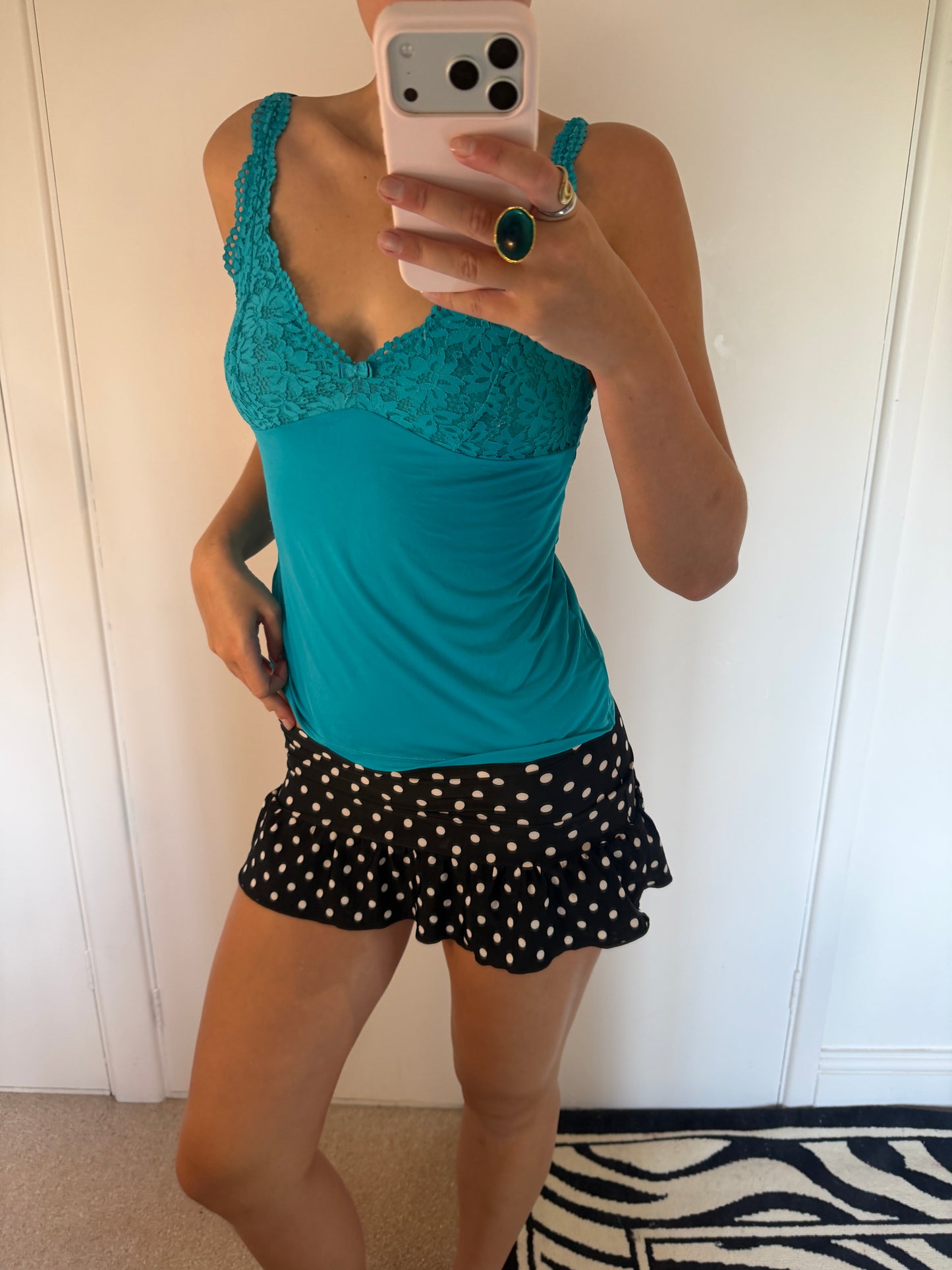polka mini skirt