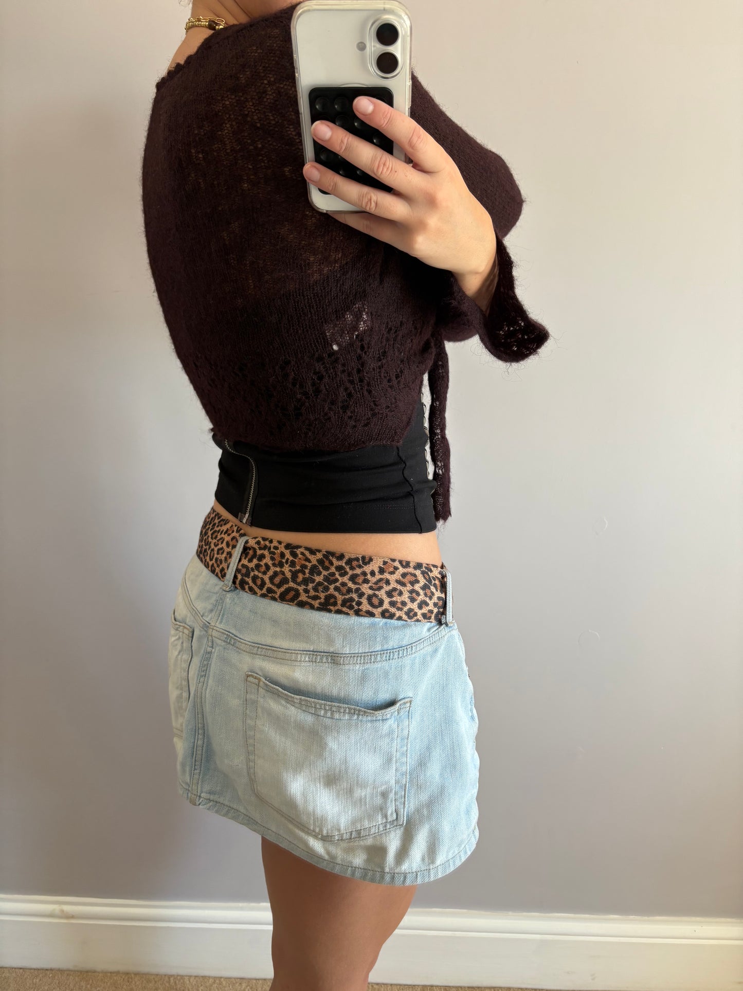 brown cardigan