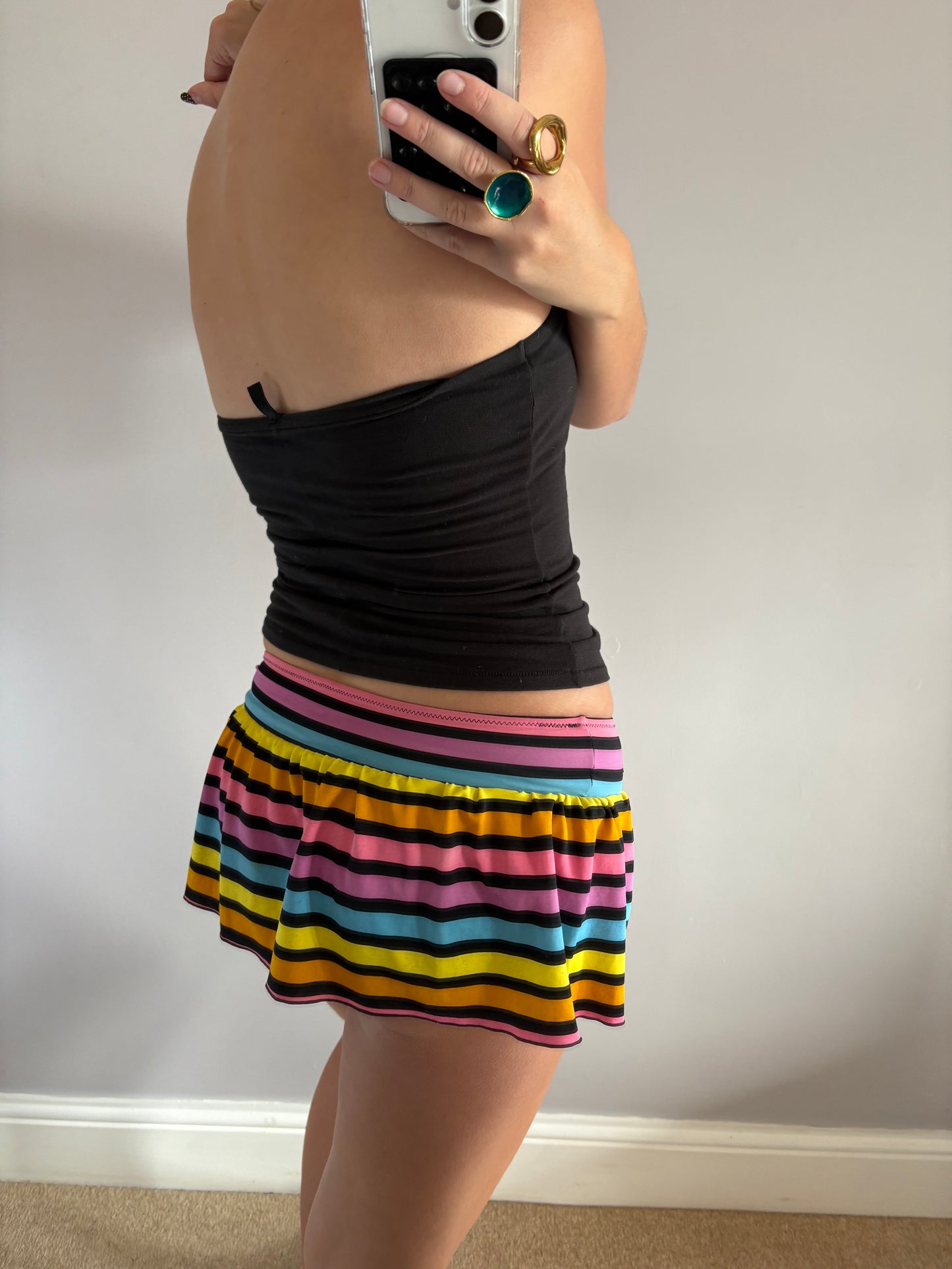 striped mini skirt