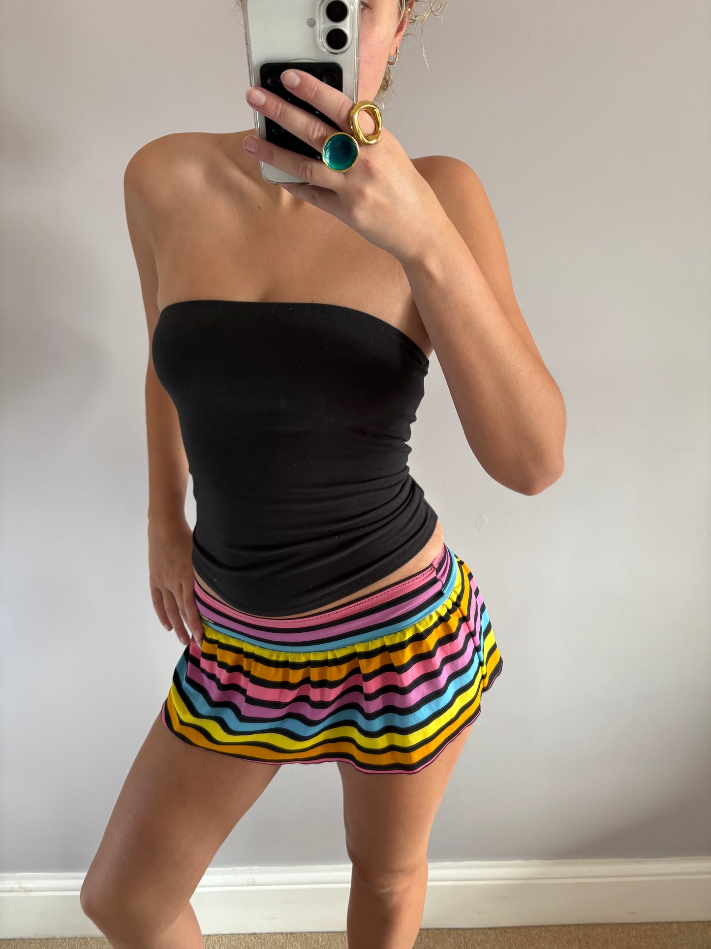 striped mini skirt