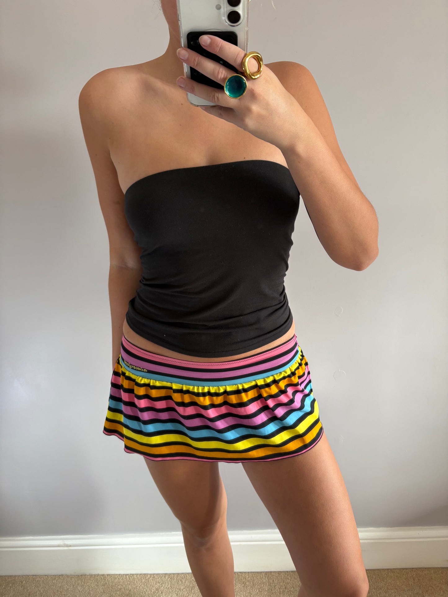 striped mini skirt