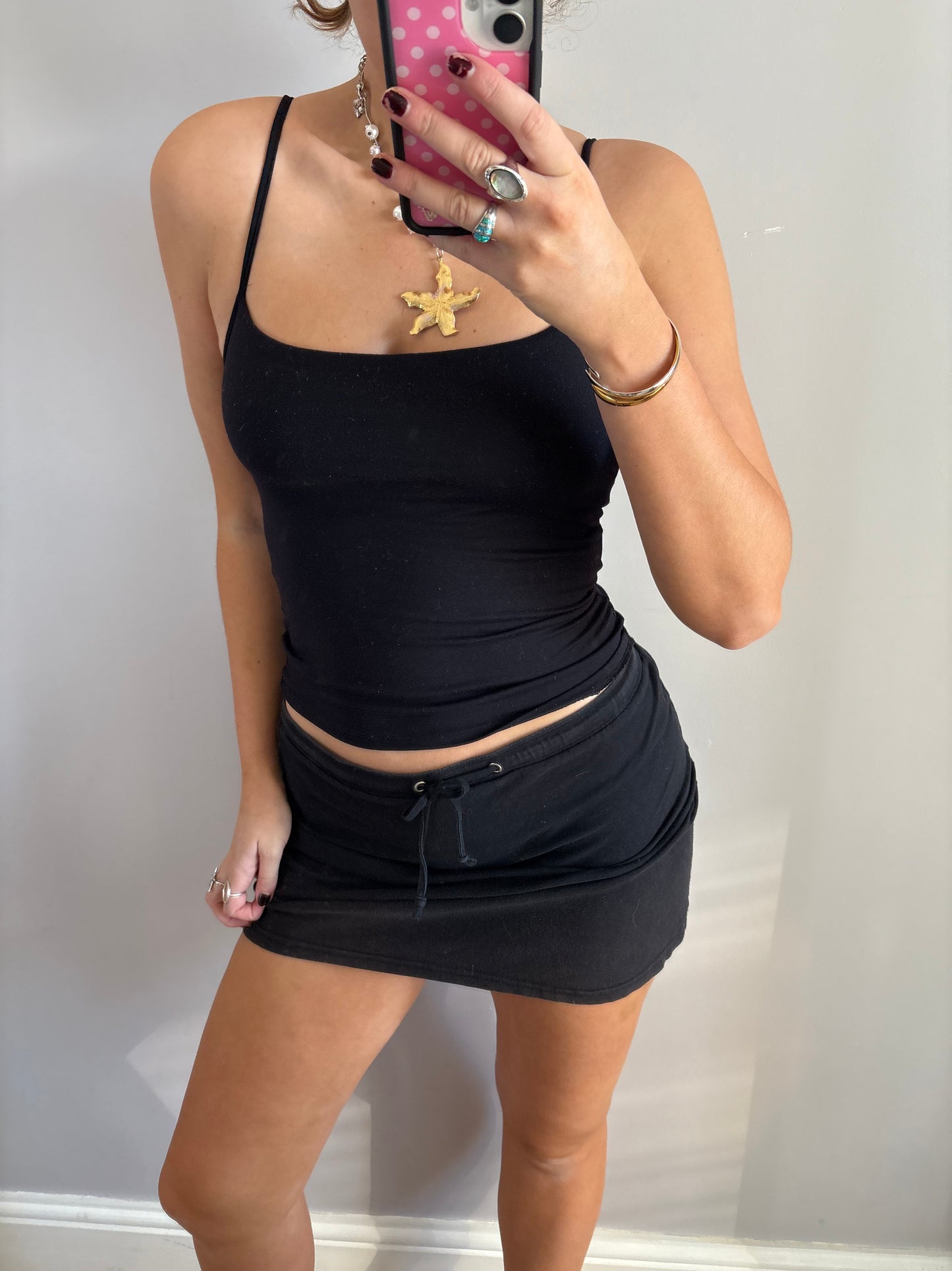 black mini skirt