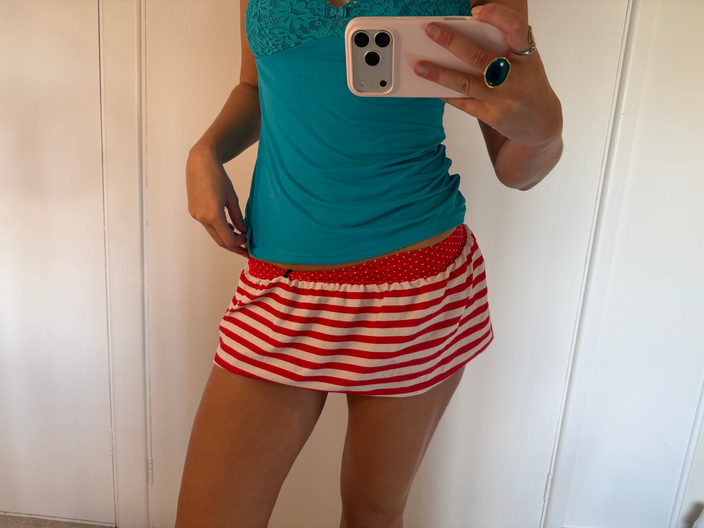 striped mini skirt