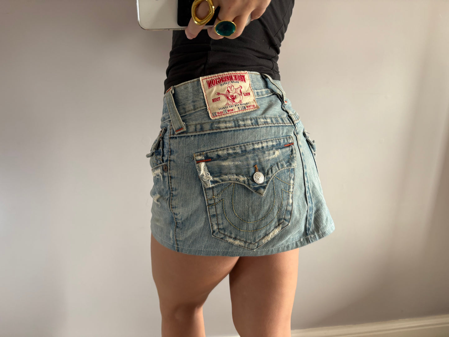 true religion mini skirt