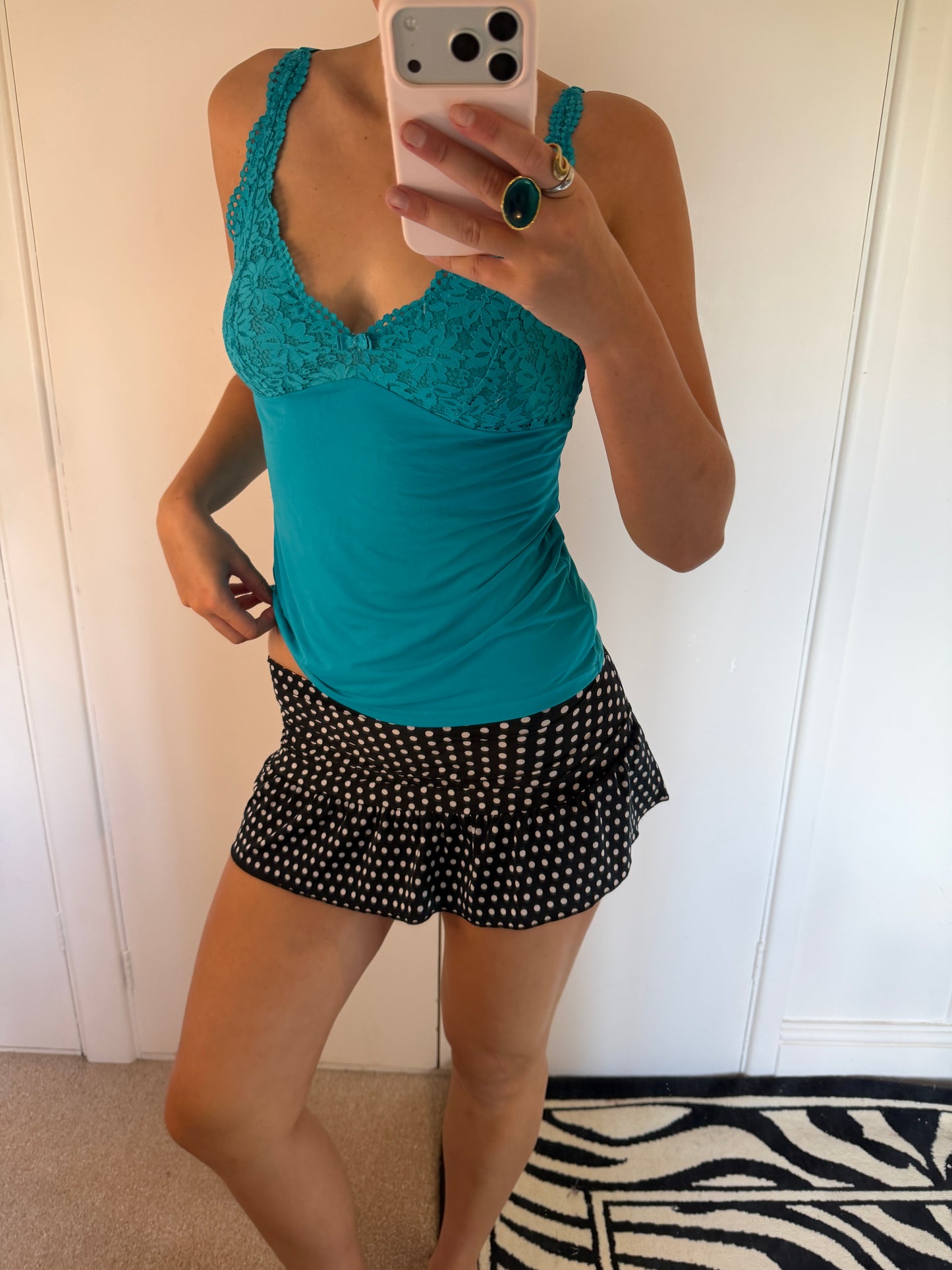 polka mini skirt