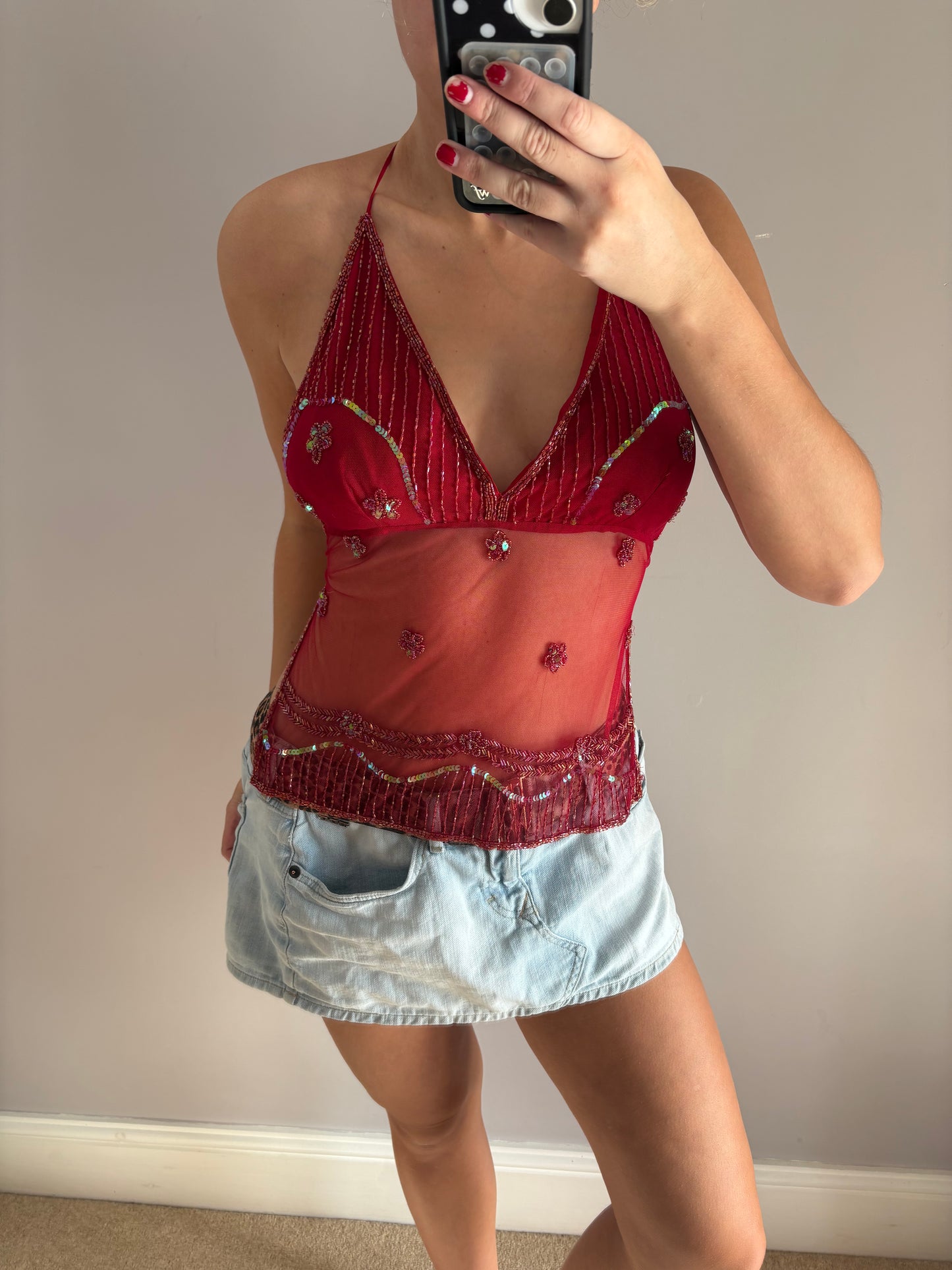 beaded backless cami