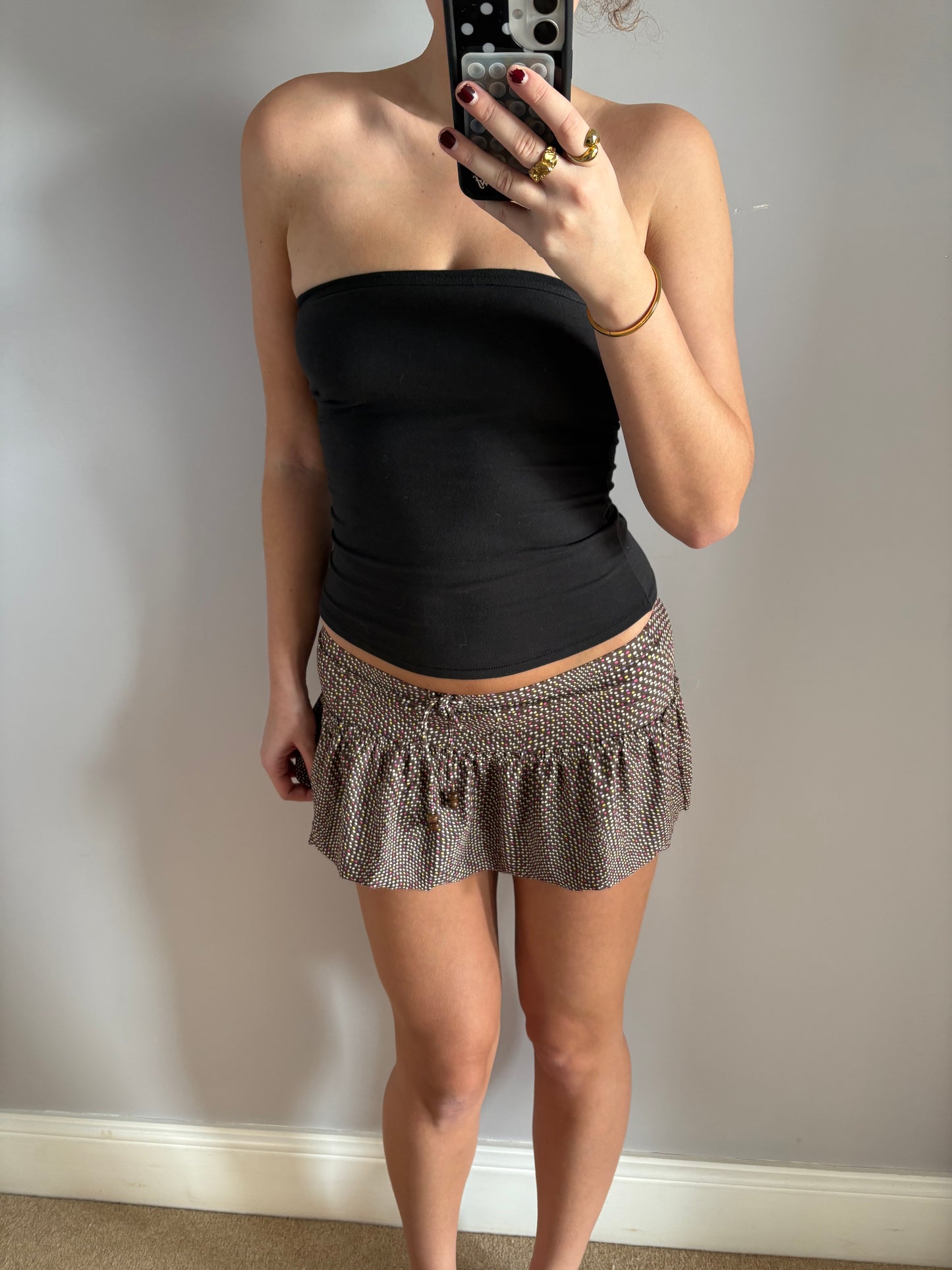 polka dot mini skirt