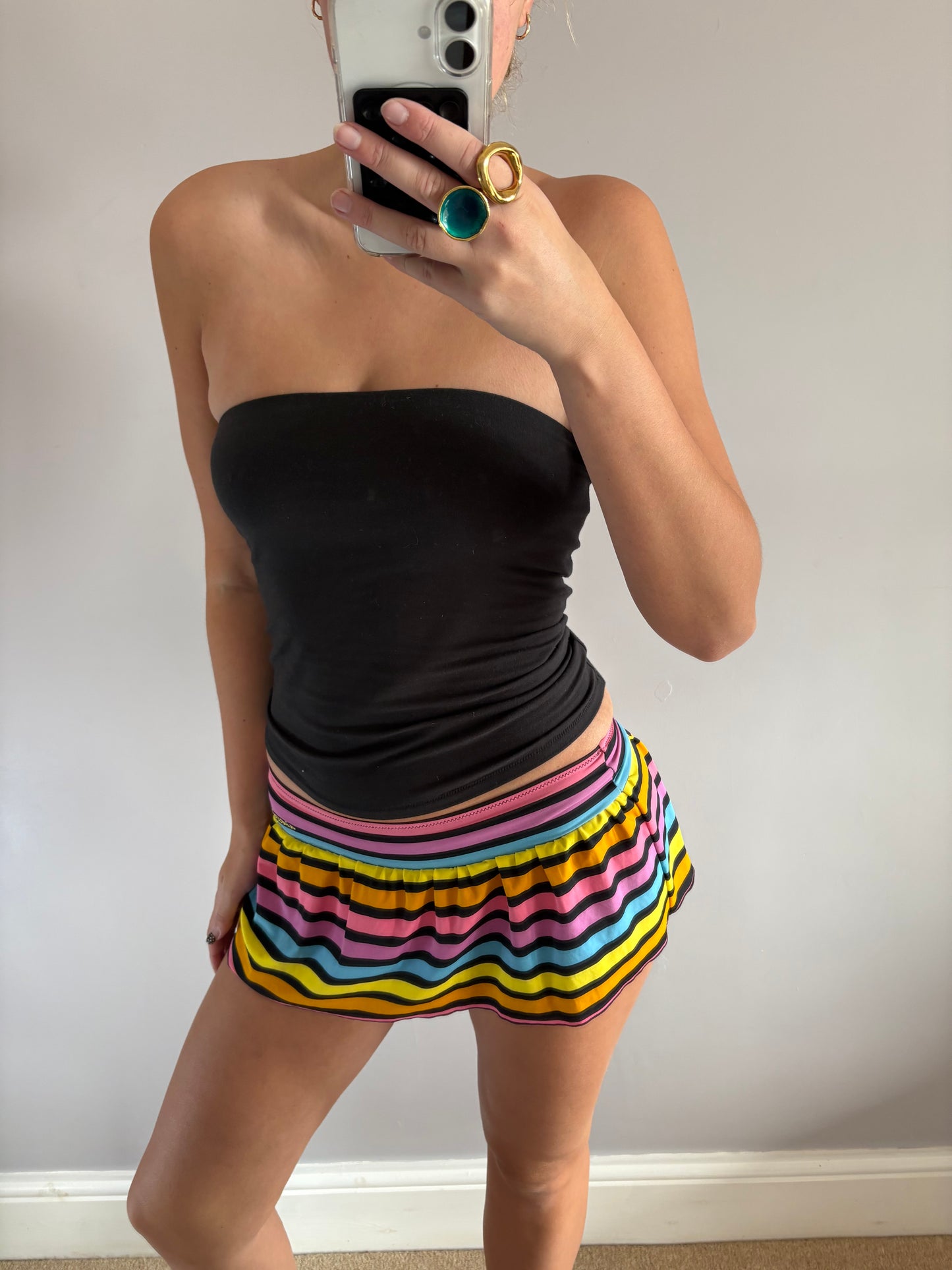 striped mini skirt