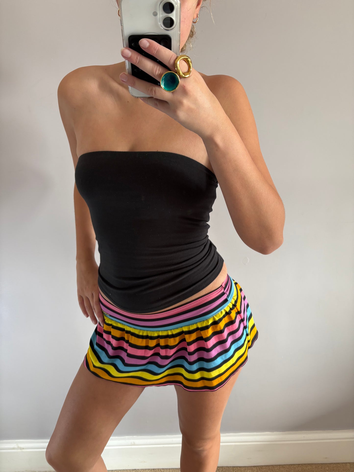 striped mini skirt