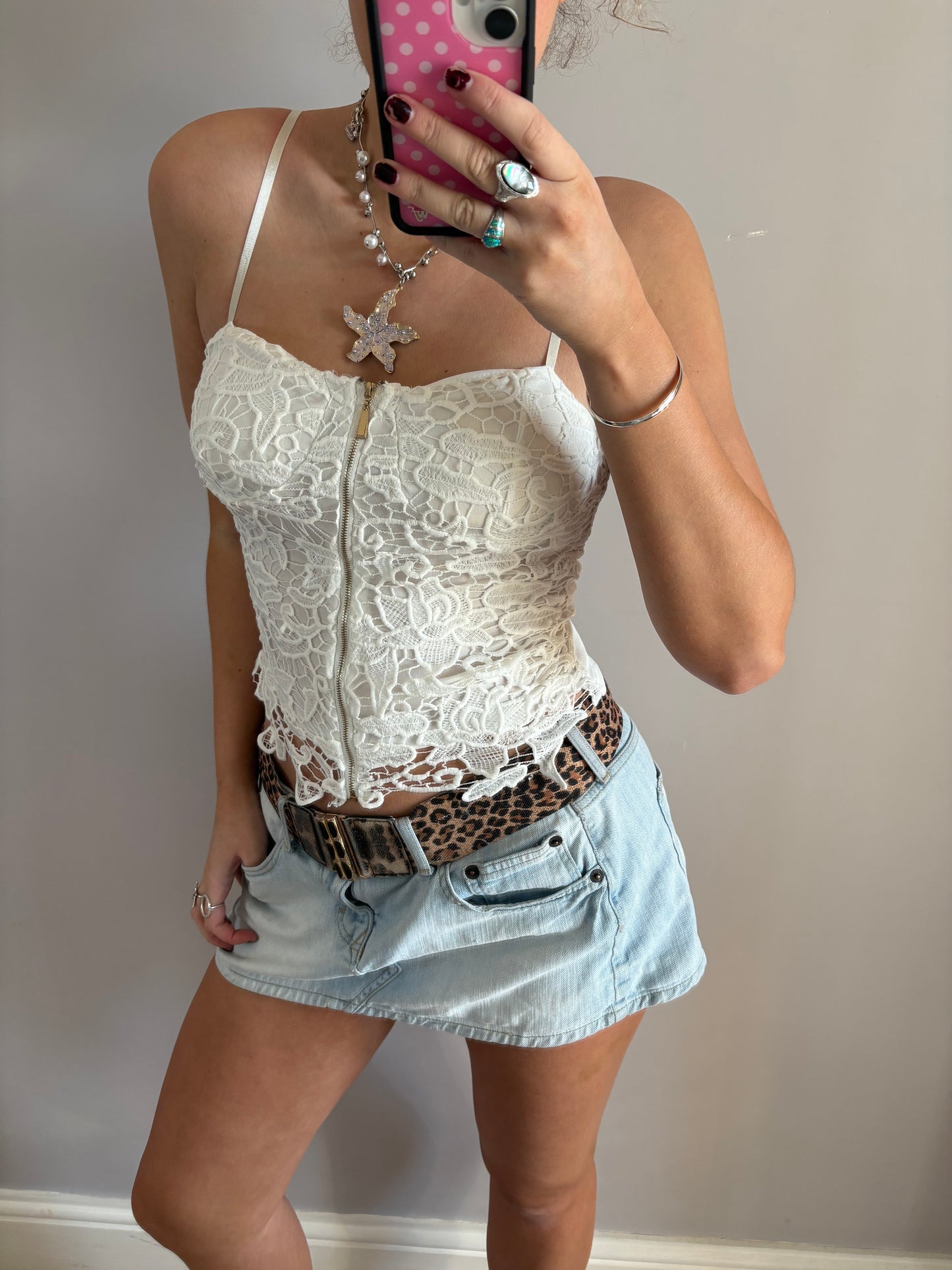 white laced cami