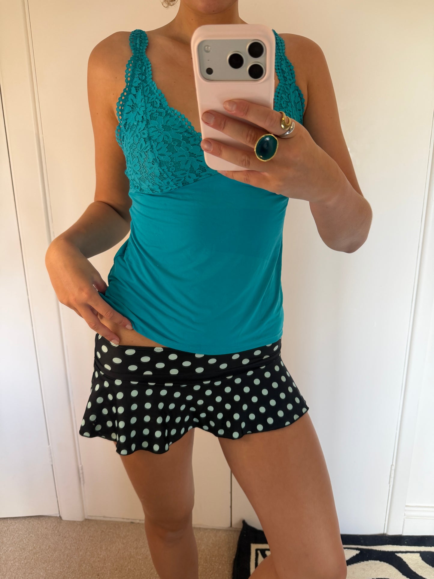 polka dot mini skirt