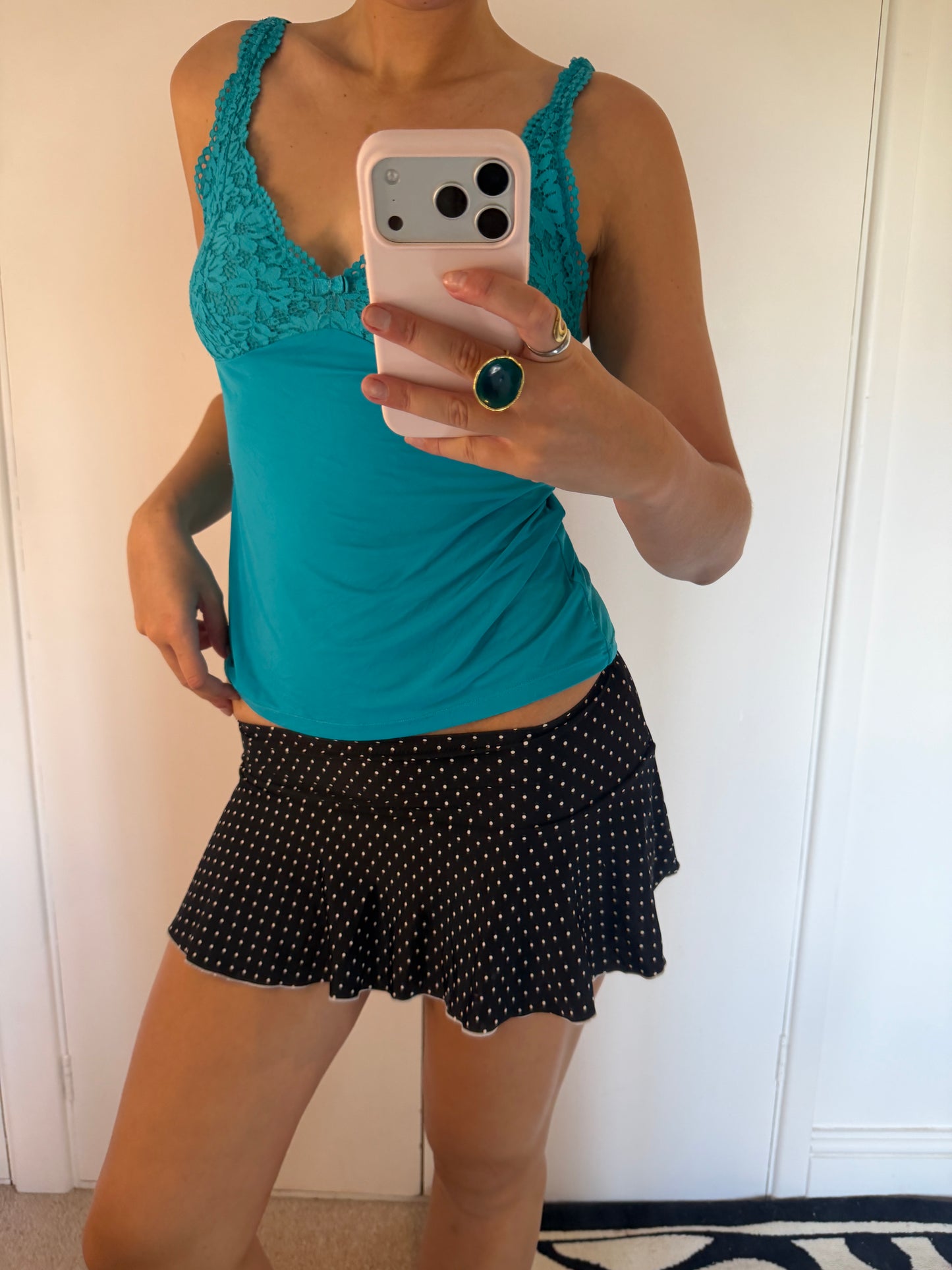 polka mini skirt
