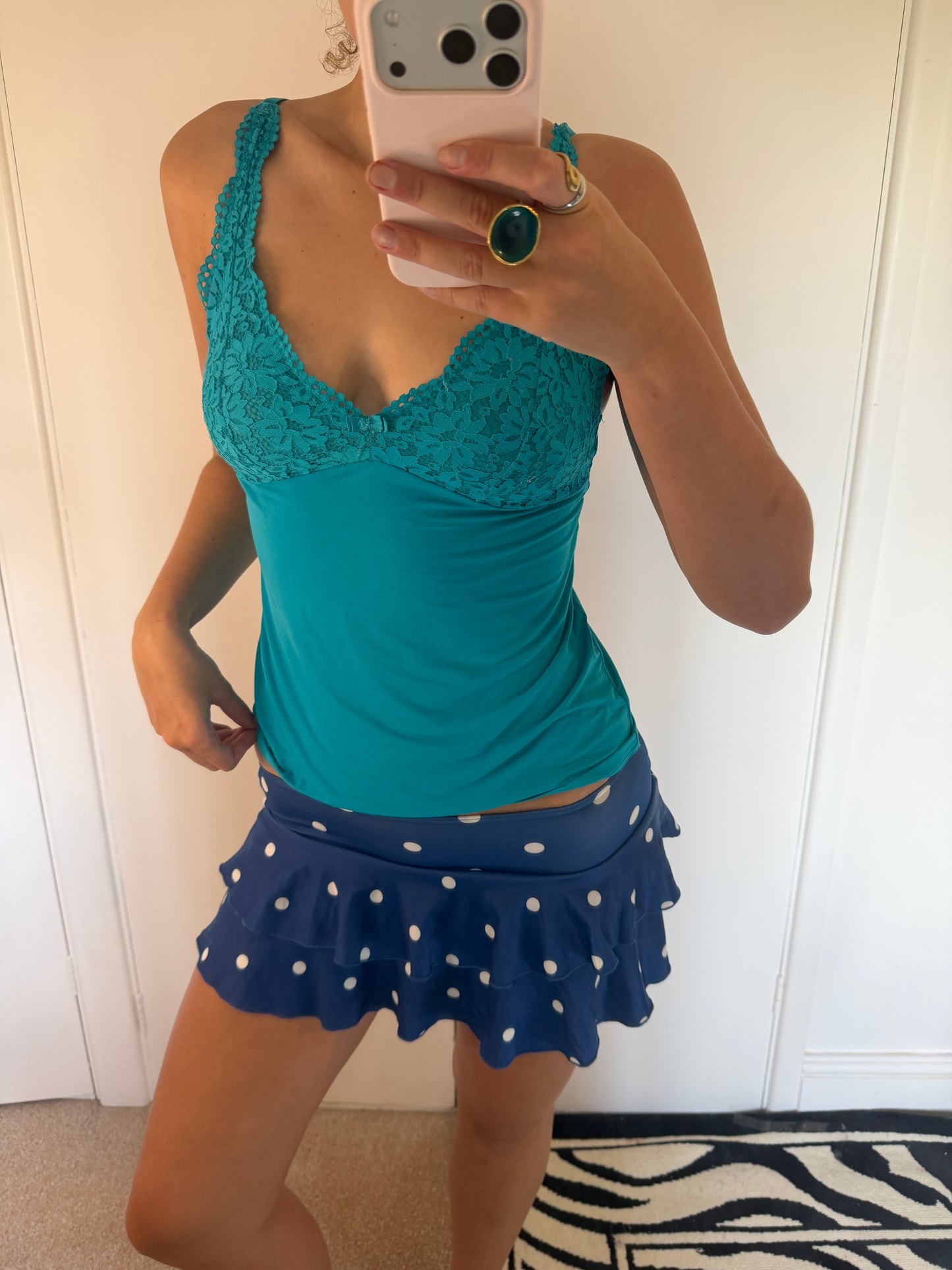 polka mini skirt