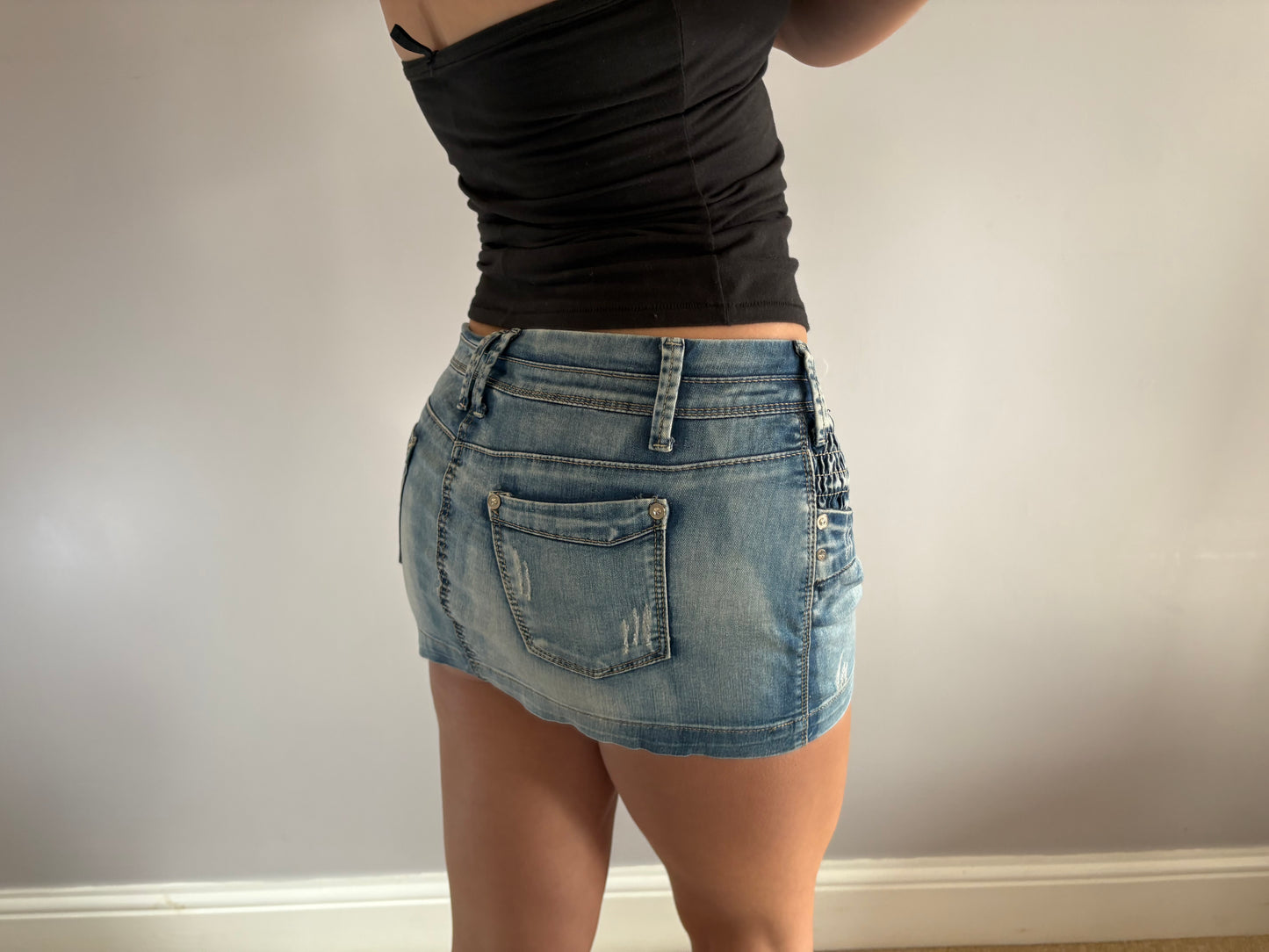 denim mini skirt
