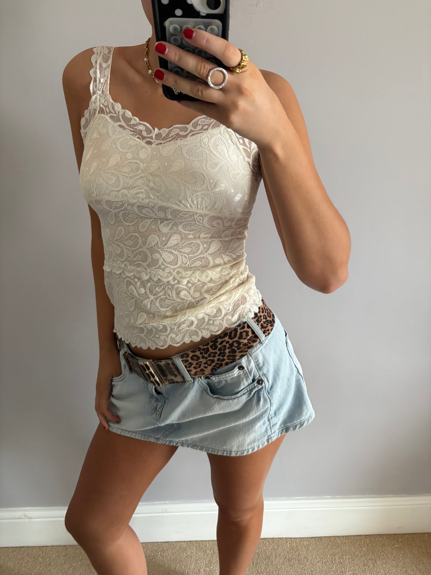 white laced cami