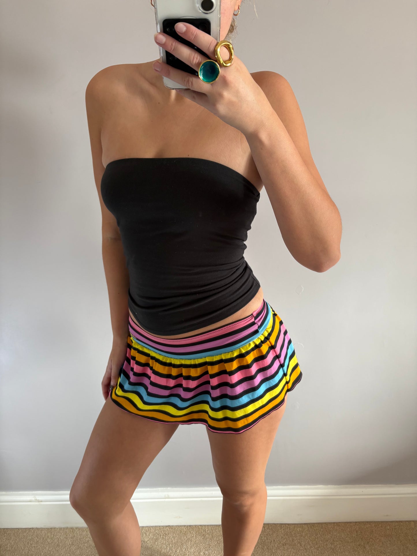 striped mini skirt