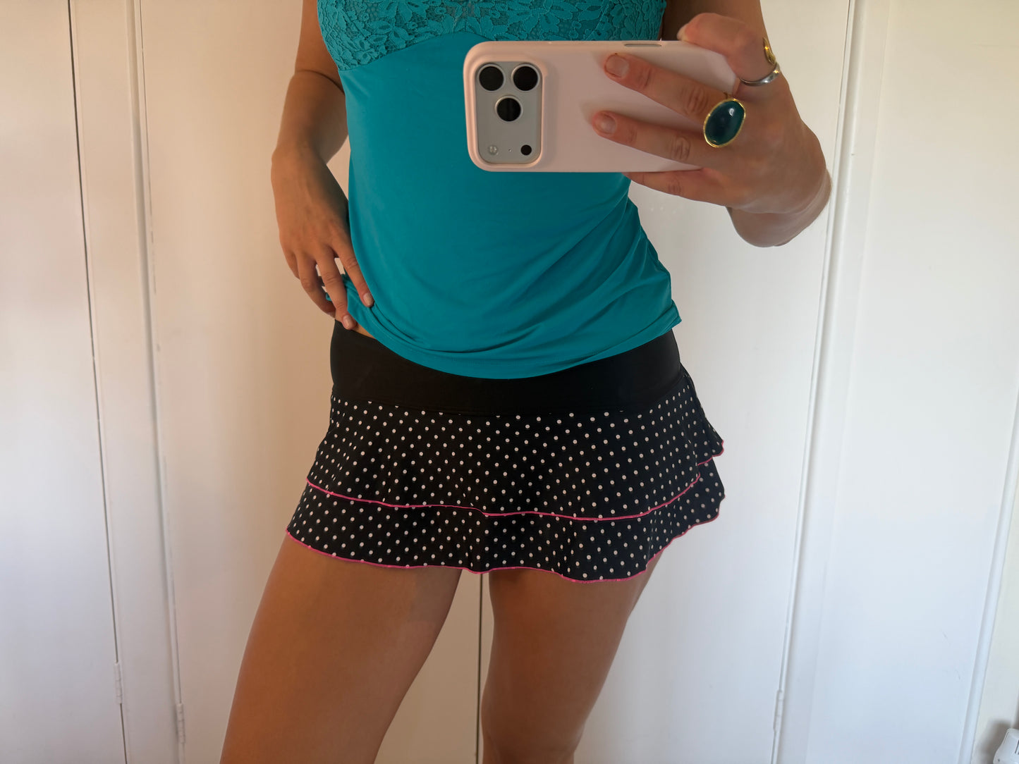 polka dot mini skirt