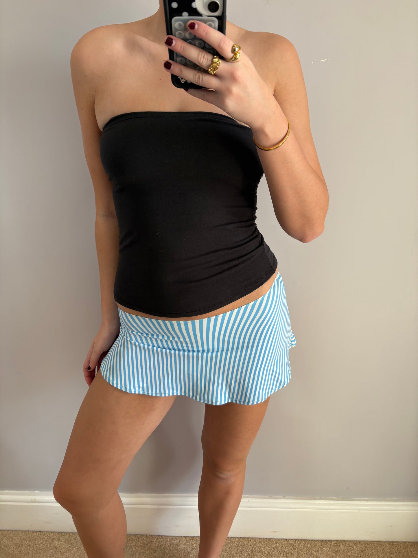 pinstriped mini skirt