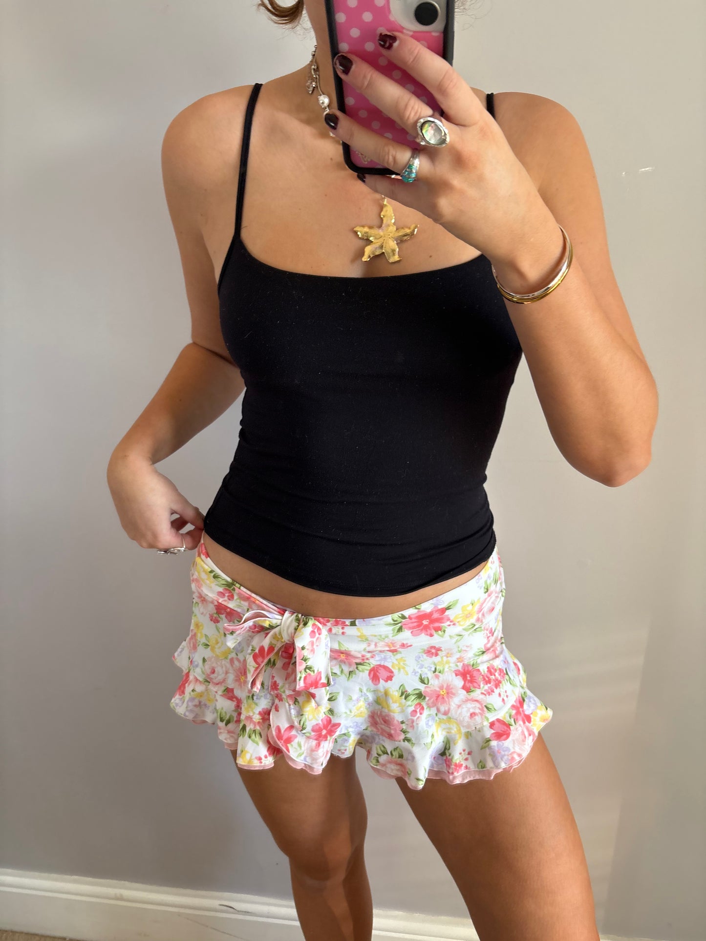 flower mini skirt