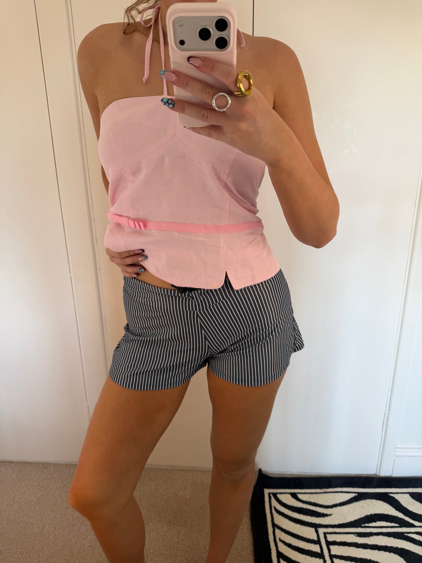 striped mini shorts