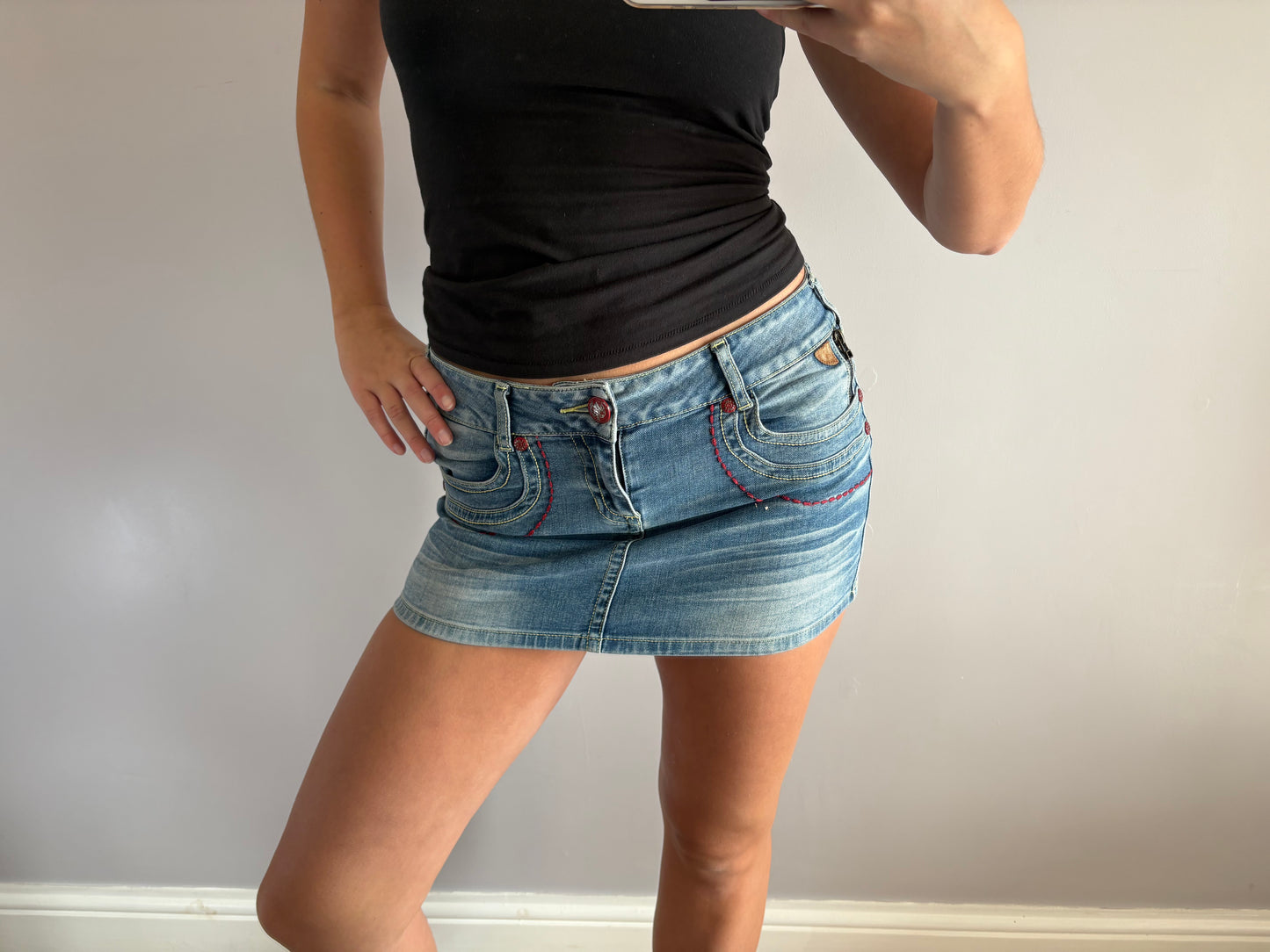 denim mini skirt