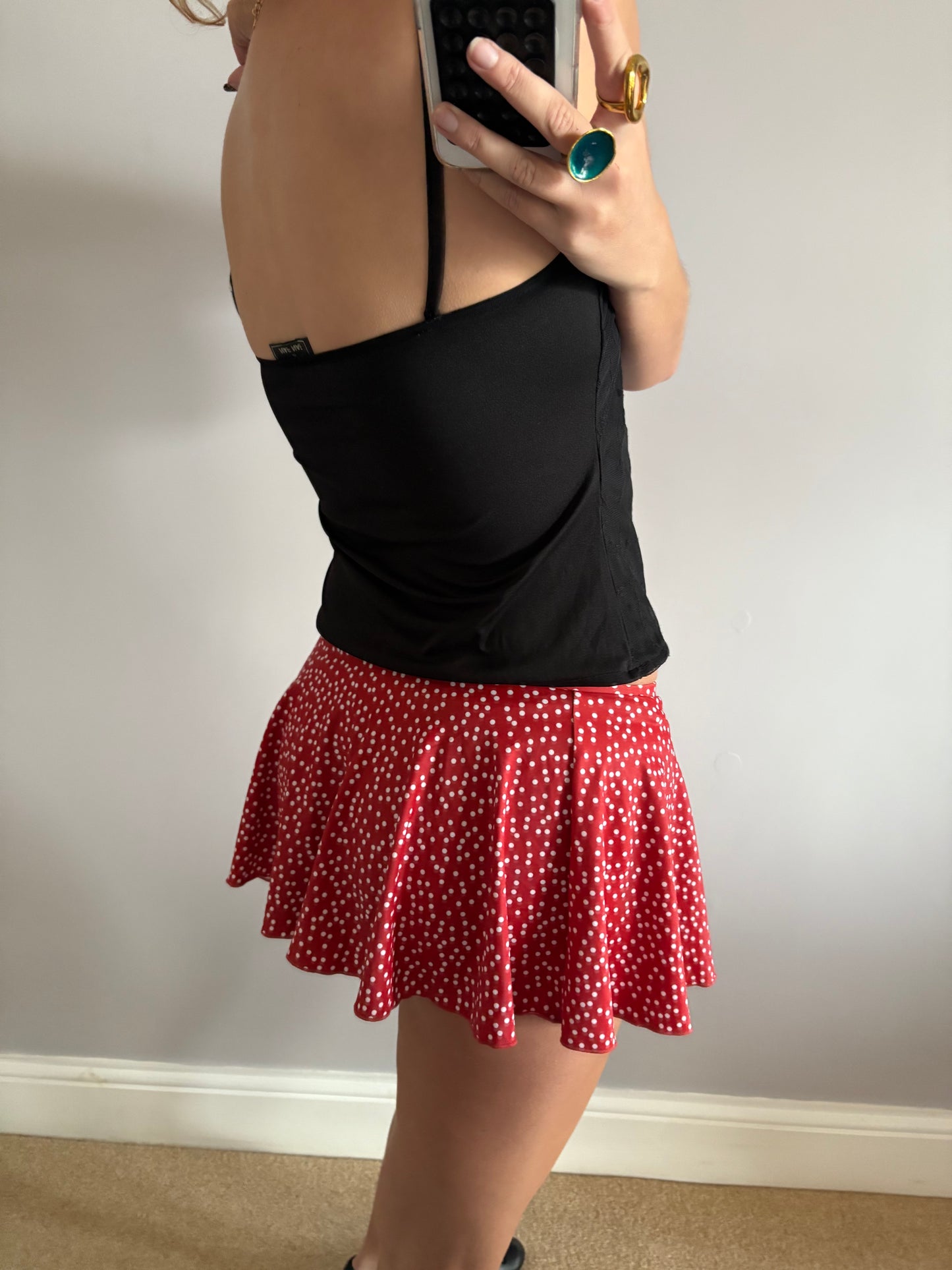 polka dot mini skirt