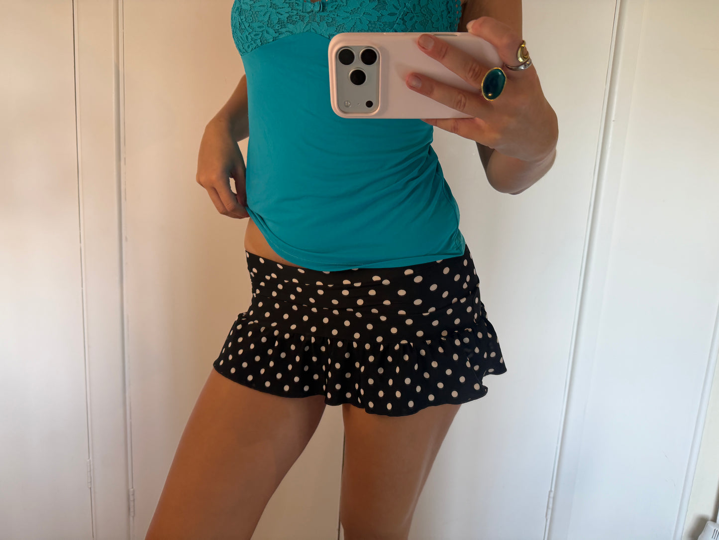 polka mini skirt