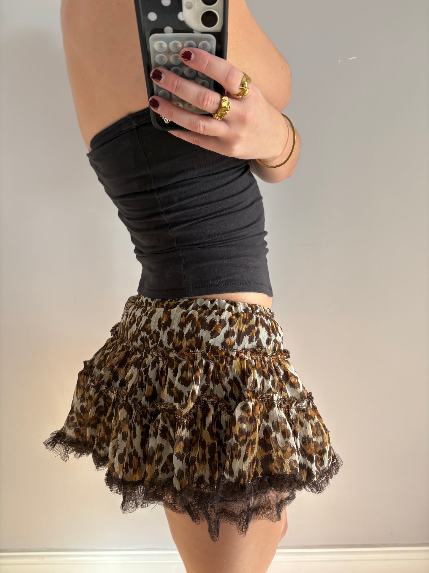 leopard mini skirt