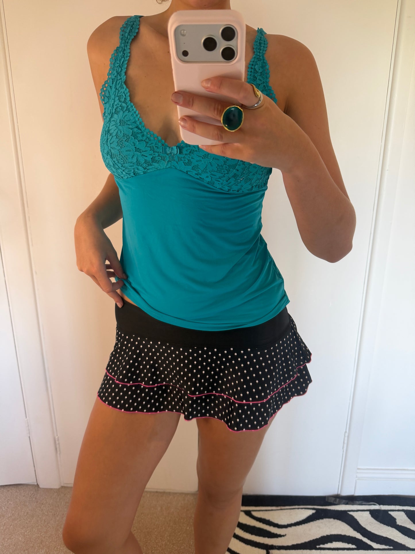 polka dot mini skirt