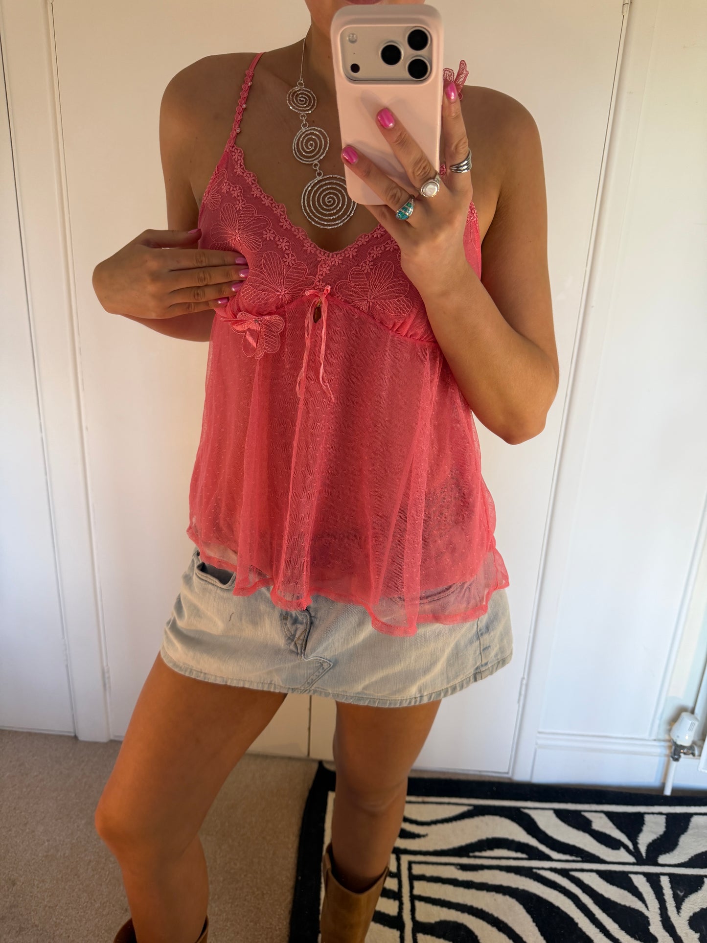 pink laced cami
