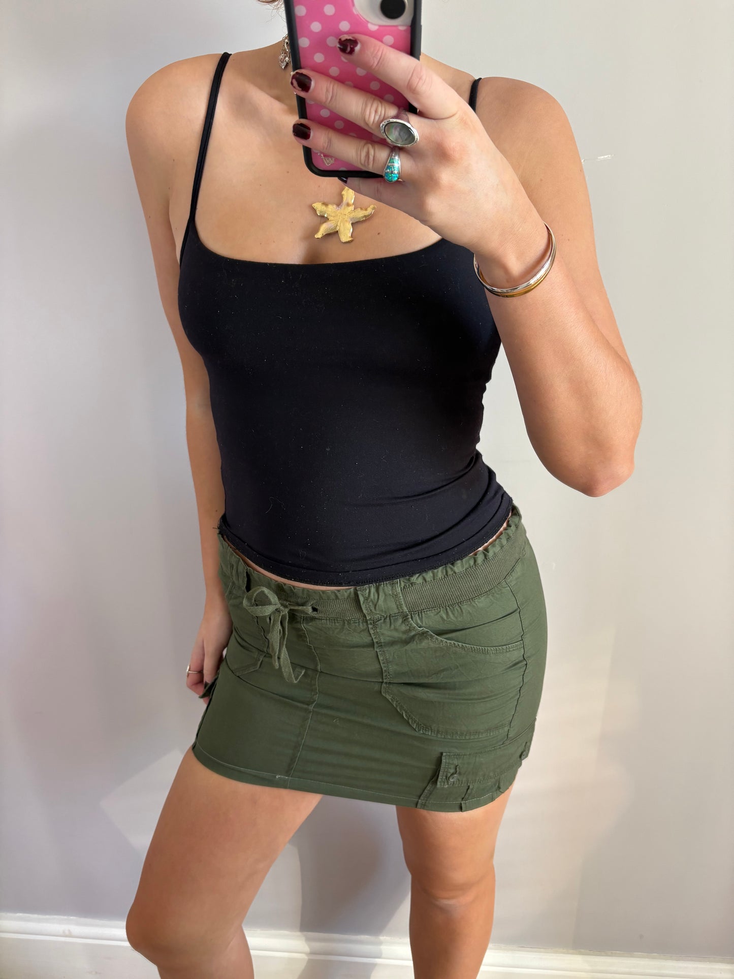 khaki mini skirt