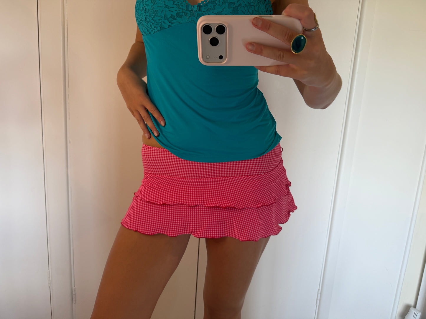 pink mini skirt